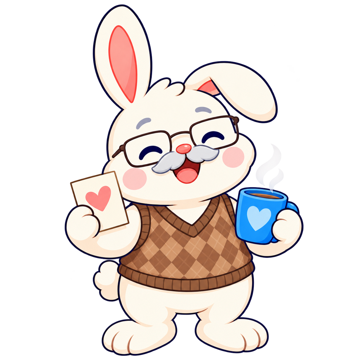 Grandpa Theo, a grandparent bunny, illustrated on their own.