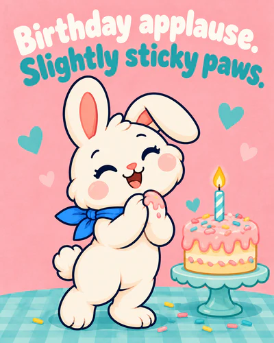 Birthday applause. Slightly sticky paws.