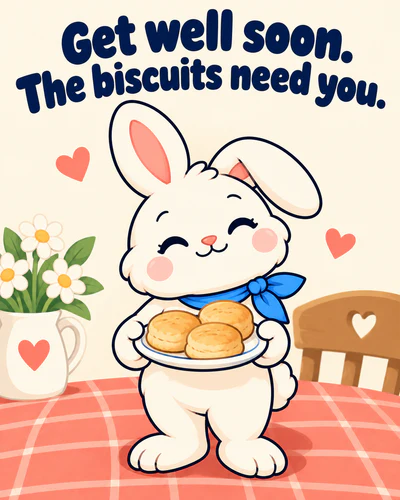 Get well soon. The biscuits need you.