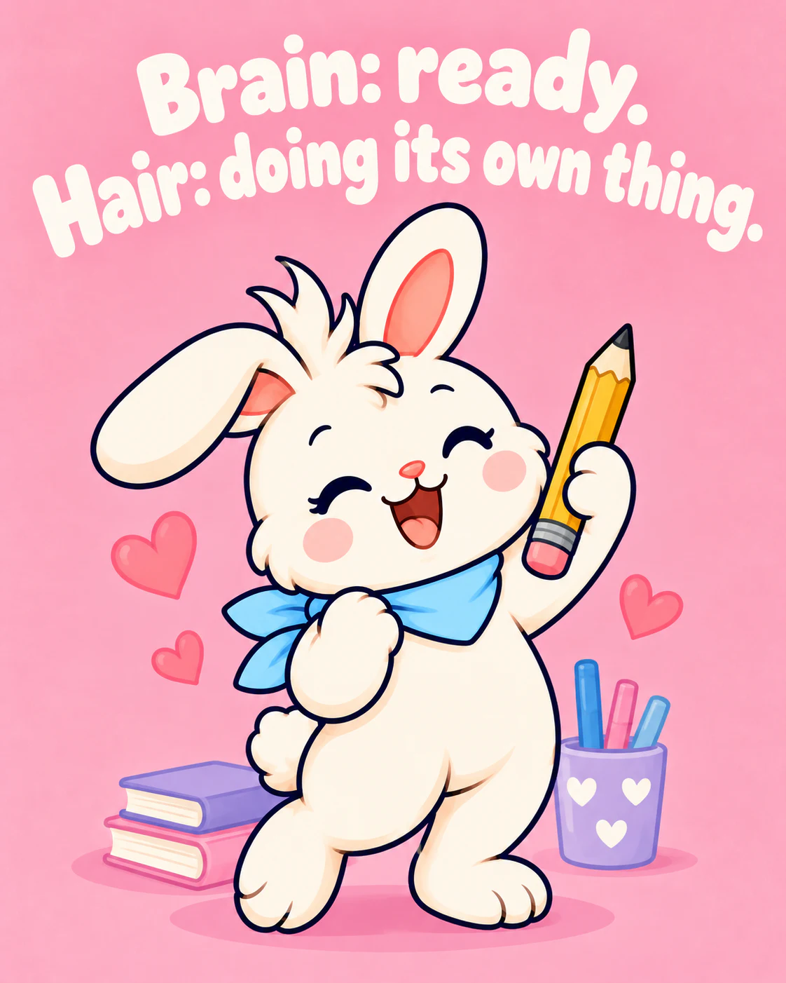 Brain: ready. Hair: doing its own thing.