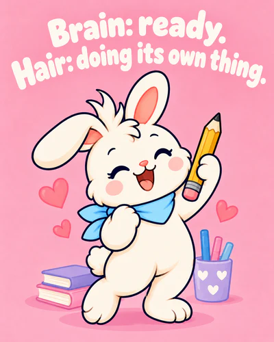 Brain: ready. Hair: doing its own thing.
