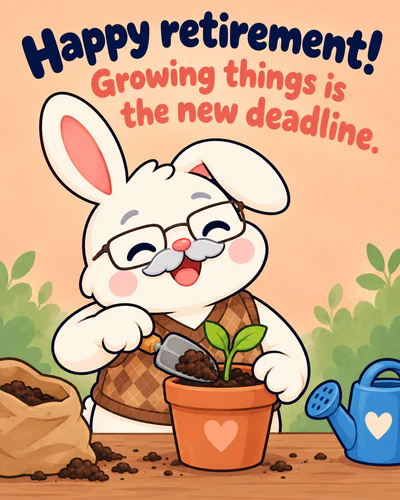 Happy retirement! Growing things is the new deadline.