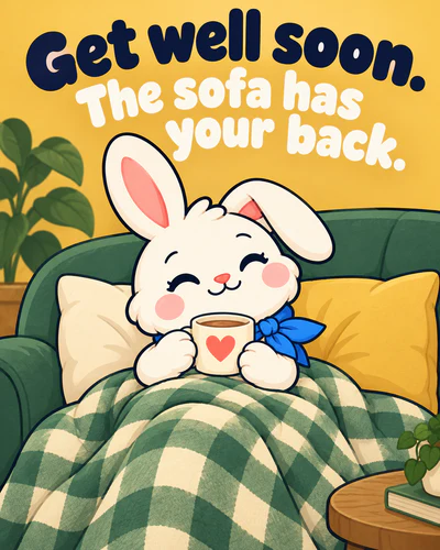 Get well soon. The sofa has your back.
