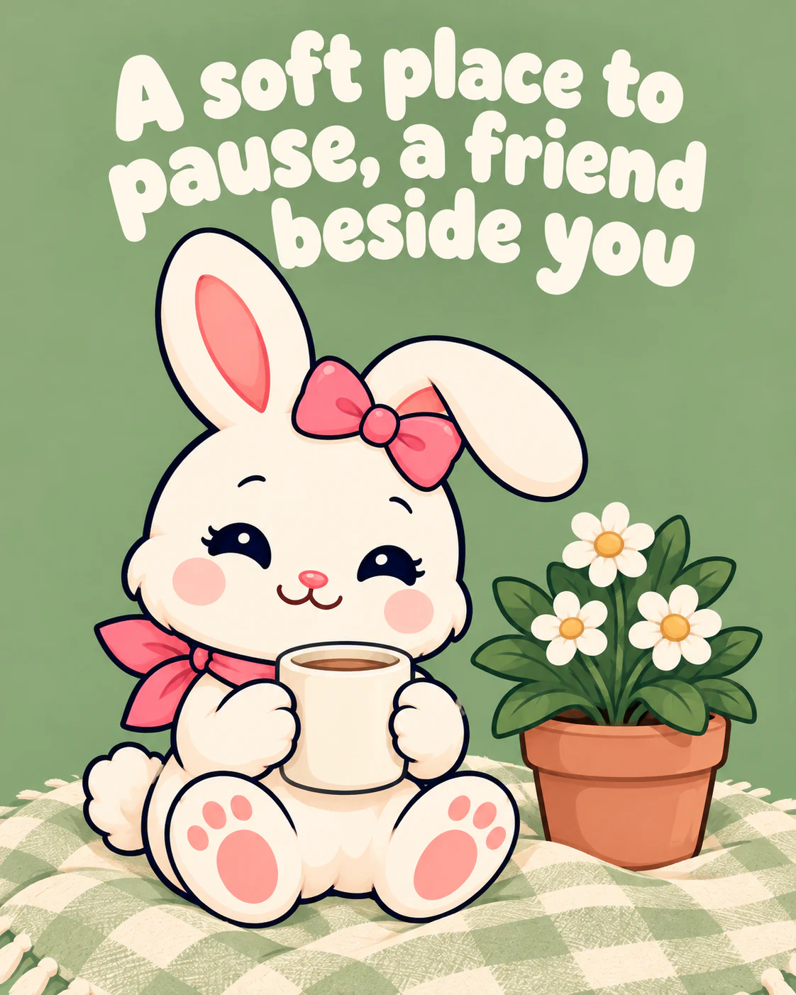 A soft place to pause, a friend beside you
