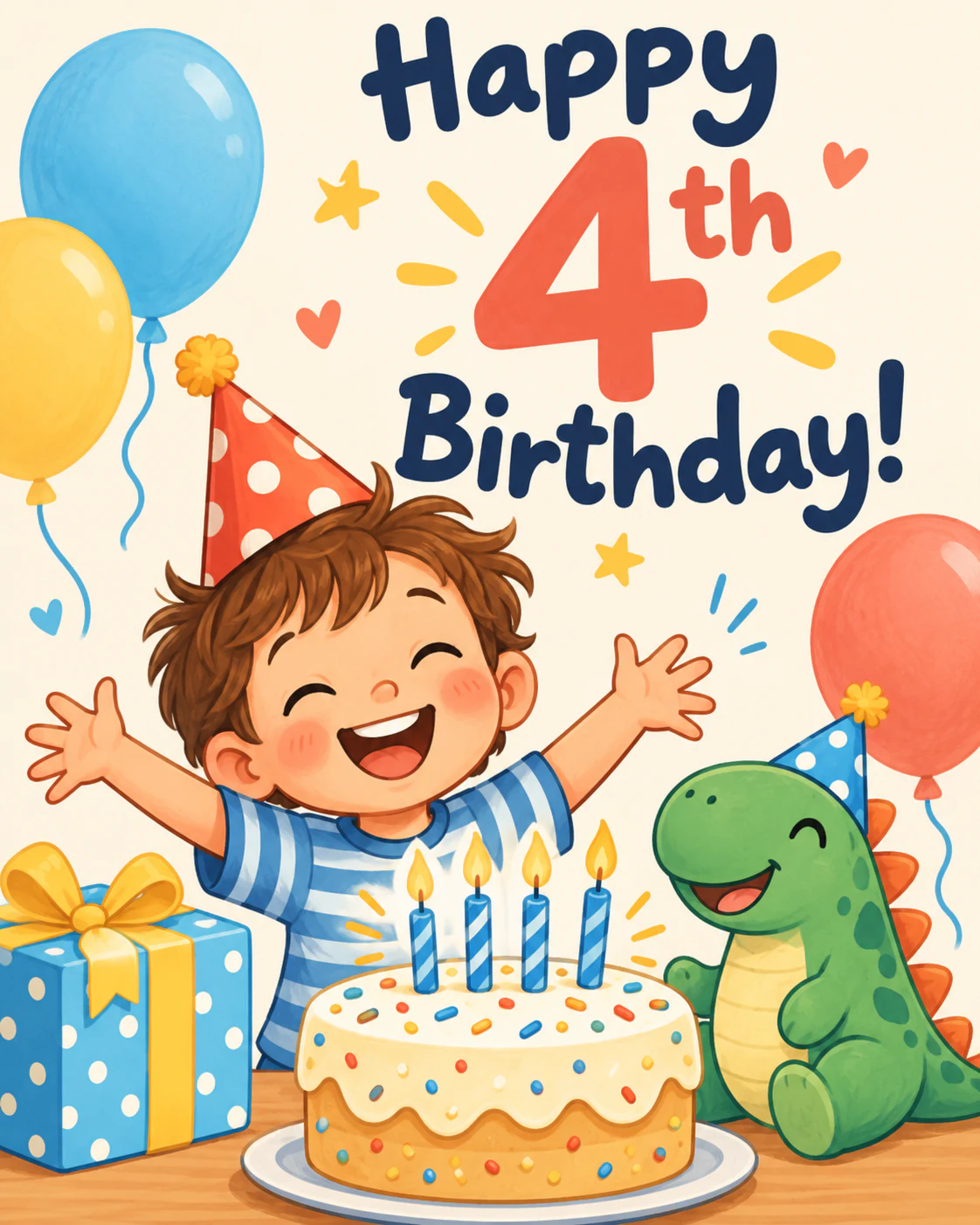 4th birthday ecard