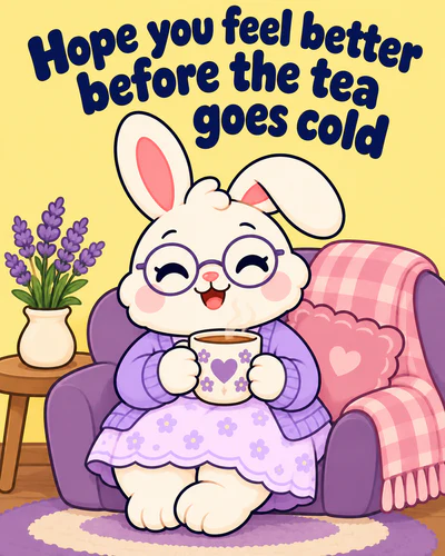 Hope you feel better before the tea goes cold