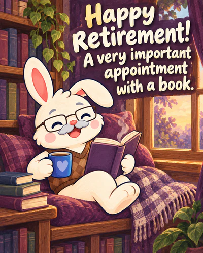 Happy retirement! A very important appointment with a book.