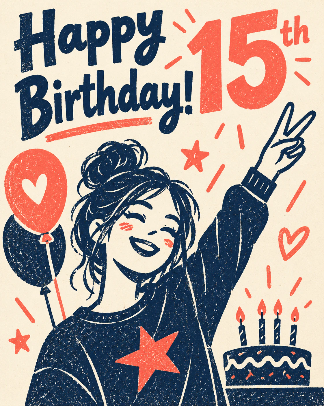 15th birthday ecard
