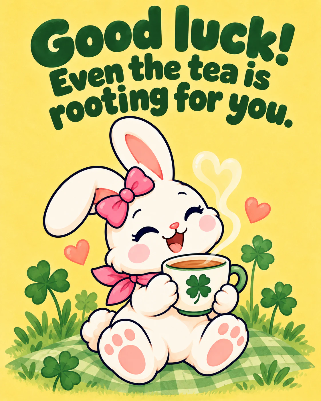 Good luck! Even the tea is rooting for you.