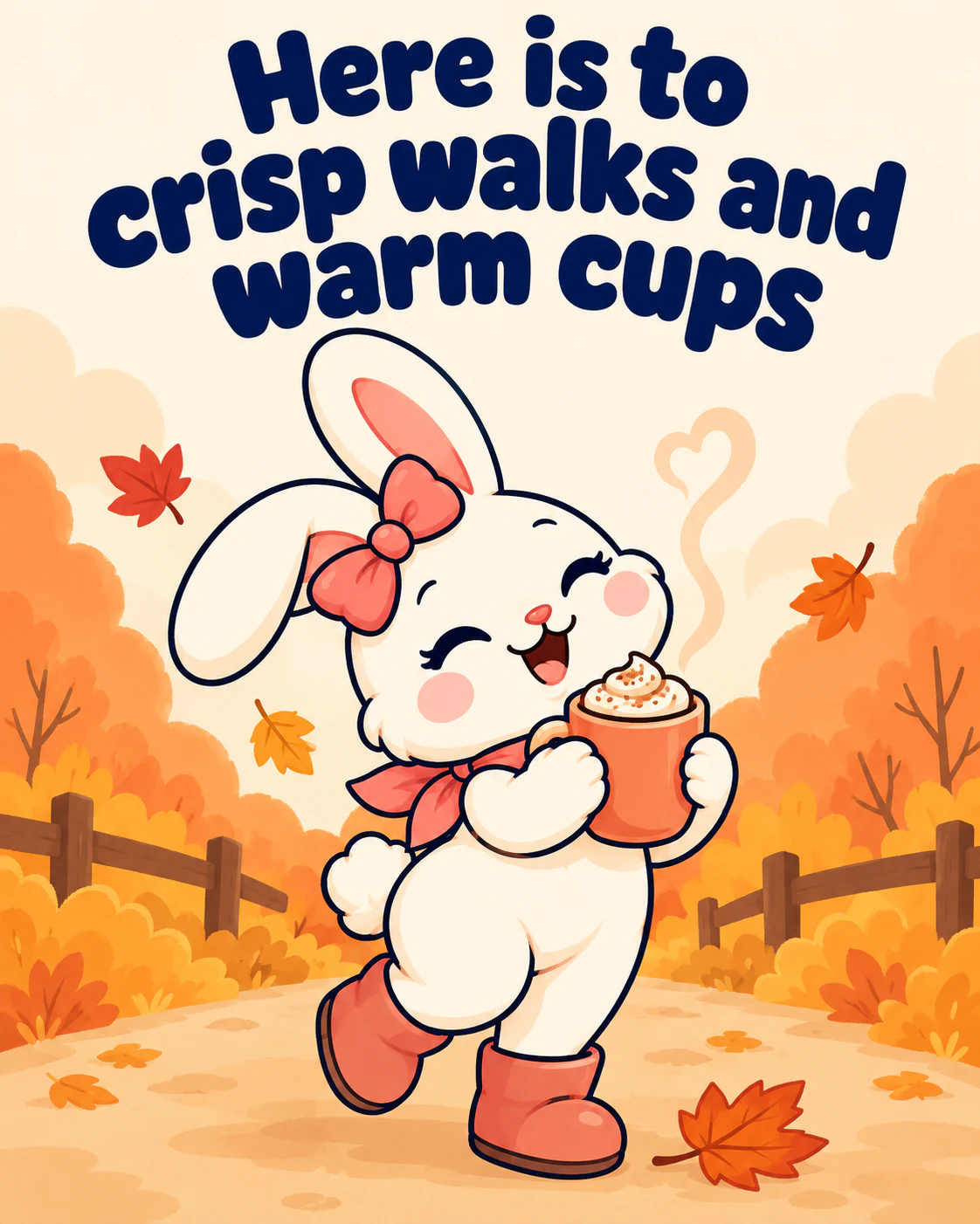 Here is to crisp walks and warm cups