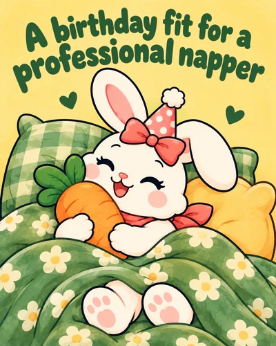 A birthday fit for a professional napper