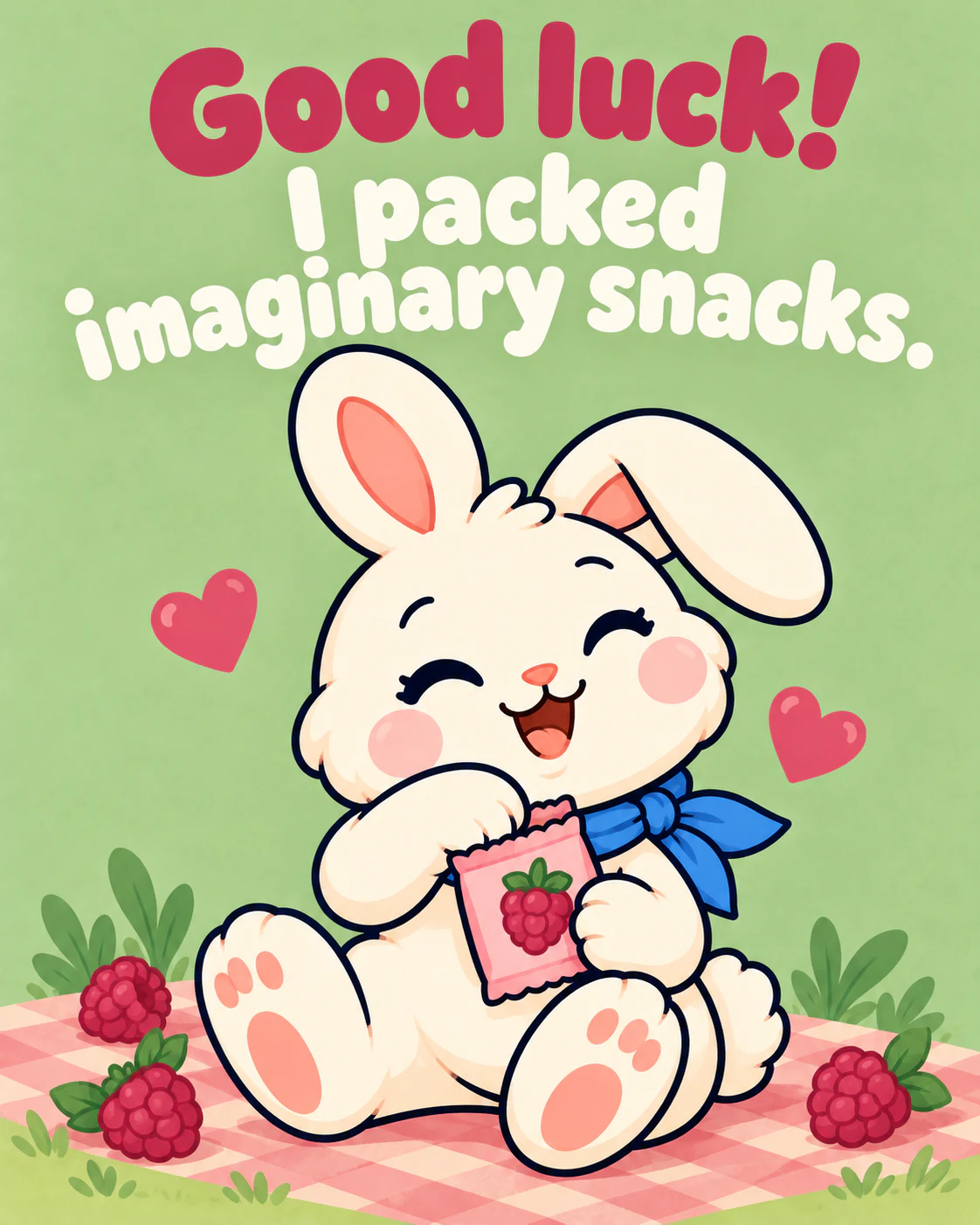 Good luck! I packed imaginary snacks.