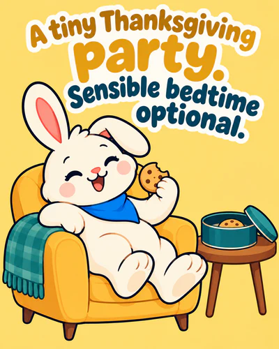A tiny Thanksgiving party. Sensible bedtime optional.