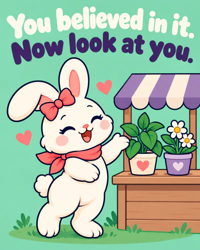 You believed in it. Now look at you.