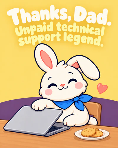 Thanks, Dad. Unpaid technical support legend.