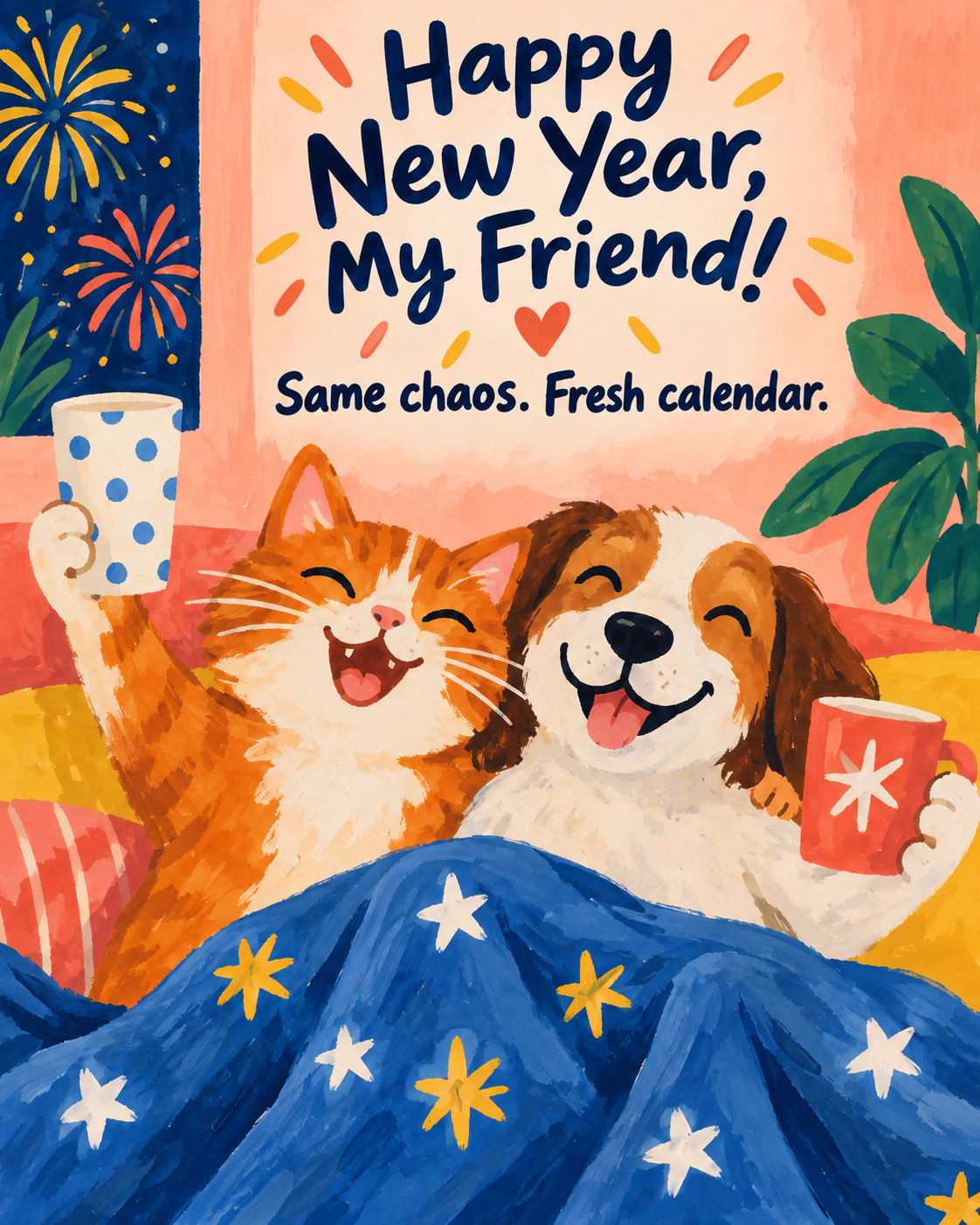 Funny new year ecard for friend