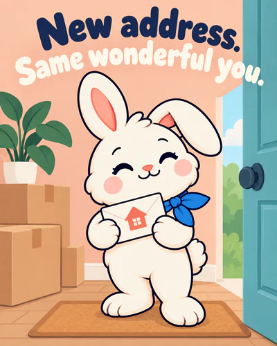 New address. Same wonderful you.