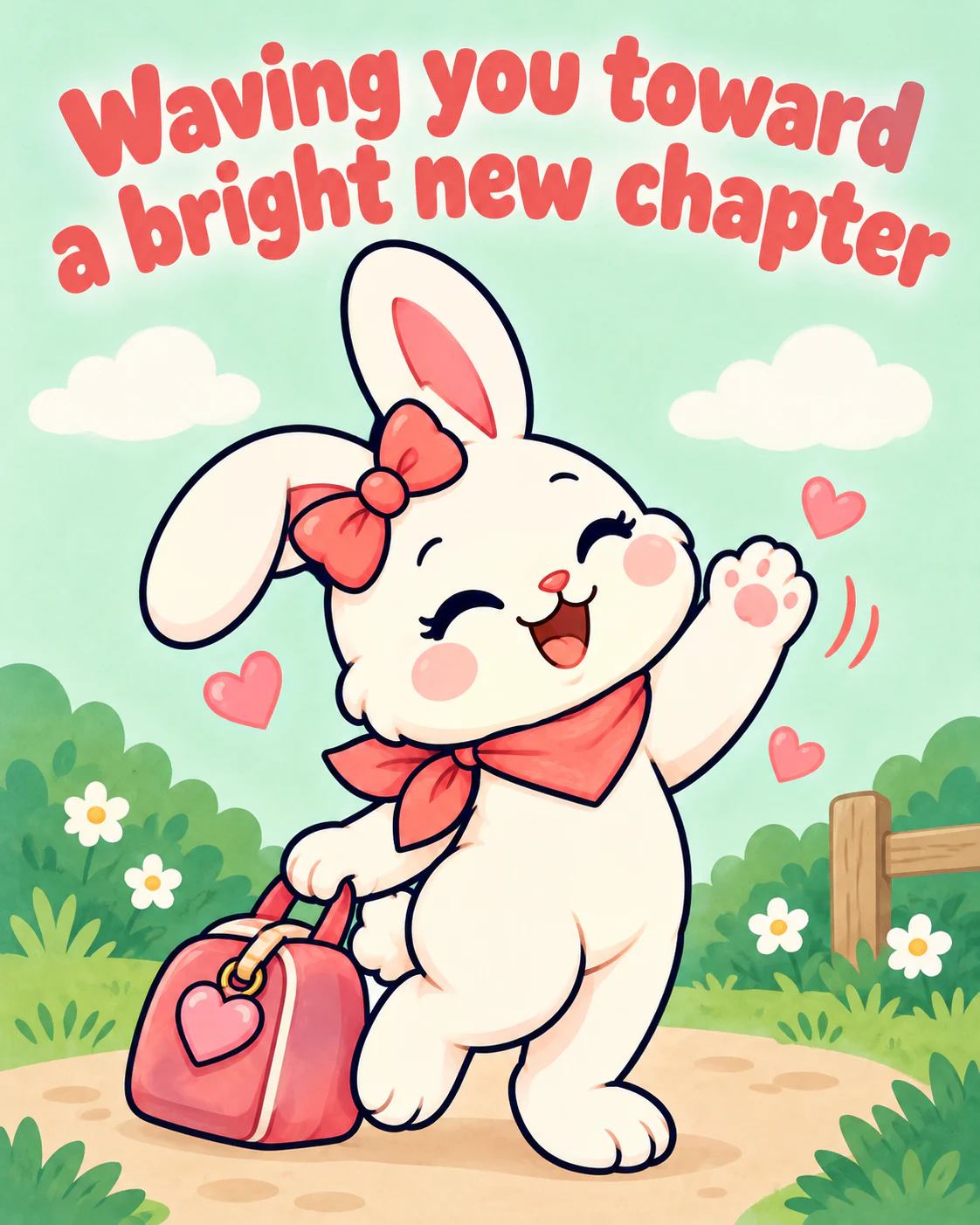 Waving you toward a bright new chapter