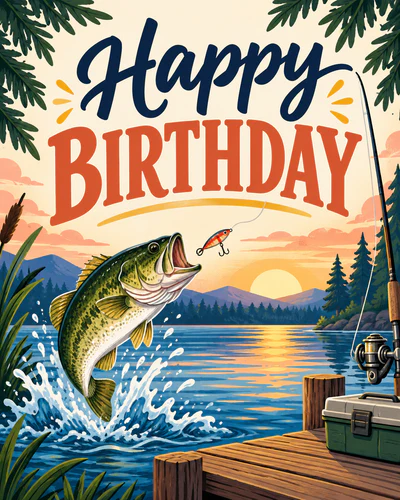Fishing birthday ecard