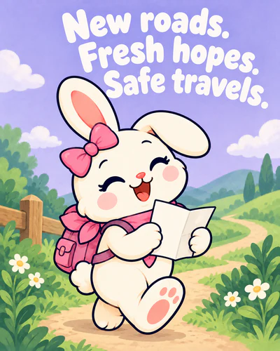 New roads. Fresh hopes. Safe travels.