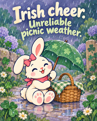 Irish cheer. Unreliable picnic weather.
