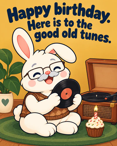 Happy birthday. Here is to the good old tunes.