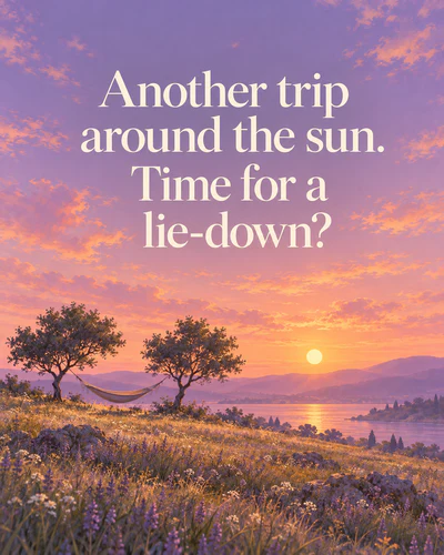 Another trip around the sun. Time for a lie-down?