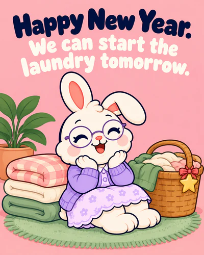 Happy New Year. We can start the laundry tomorrow.