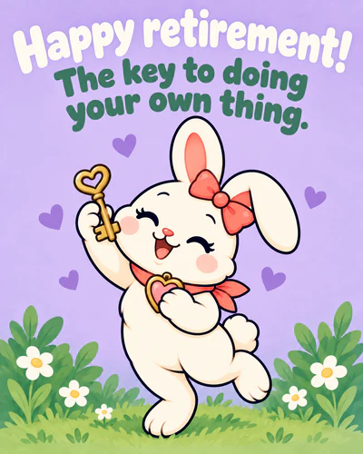 Happy retirement! The key to doing your own thing.