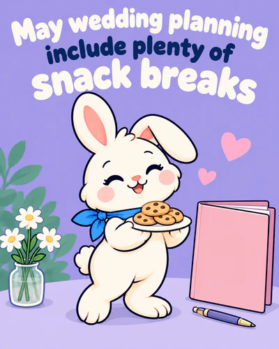 May wedding planning include plenty of snack breaks