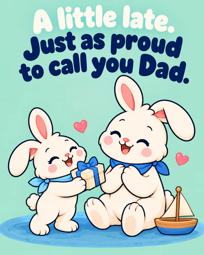 A little late. Just as proud to call you Dad.
