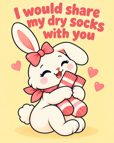 I would share my dry socks with you