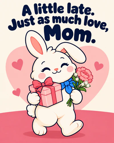 A little late. Just as much love, Mom.