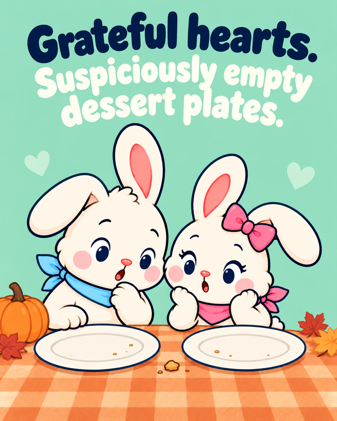 Grateful hearts. Suspiciously empty dessert plates.