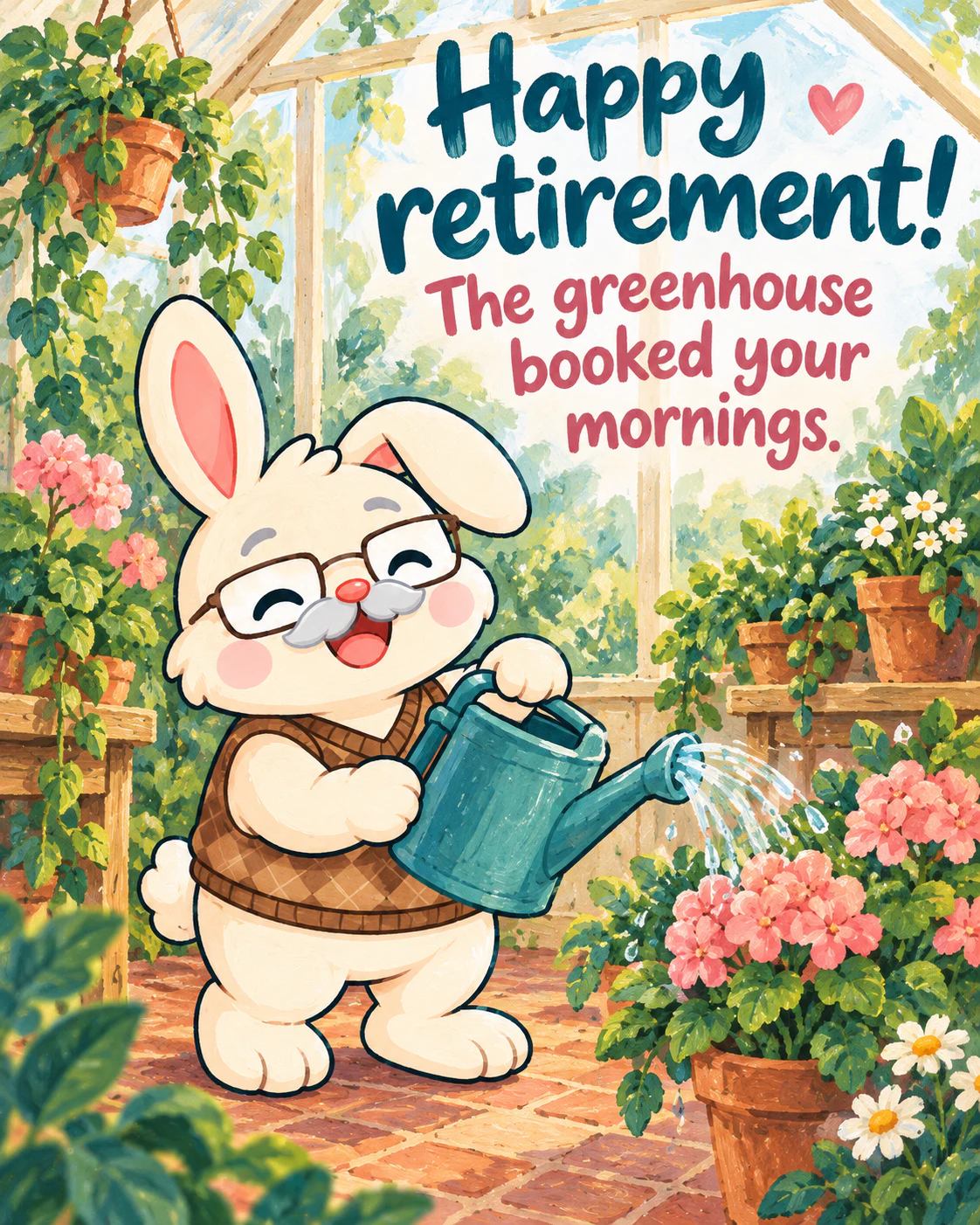 Happy retirement! The greenhouse booked your mornings.