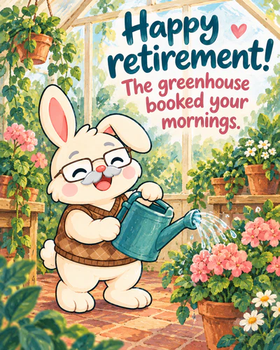 Happy retirement! The greenhouse booked your mornings.