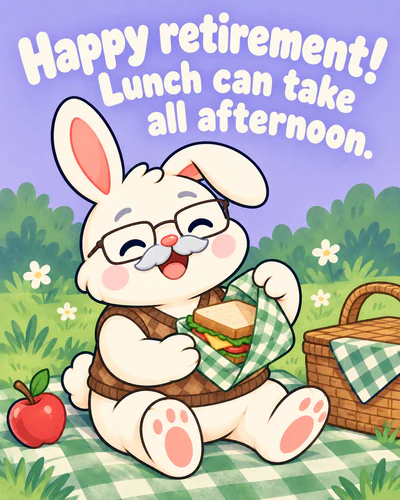 Happy retirement! Lunch can take all afternoon.