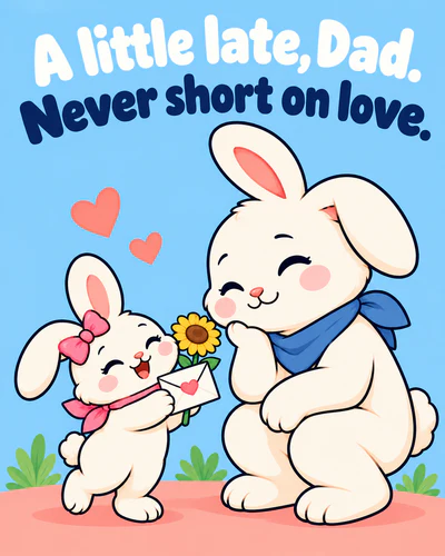 A little late, Dad. Never short on love.