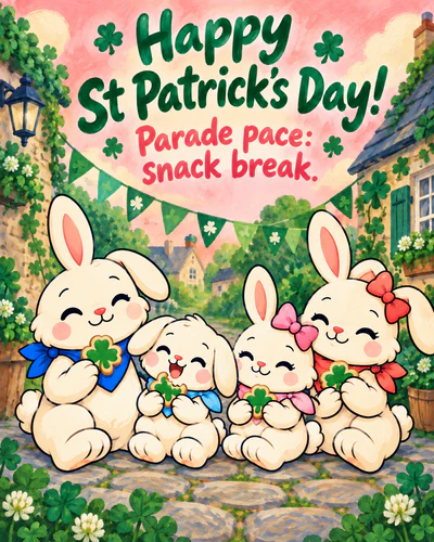 Happy St Patrick’s Day! Parade pace: snack break.