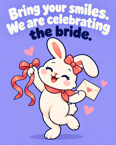 Bring your smiles. We are celebrating the bride.