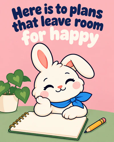 Here is to plans that leave room for happy
