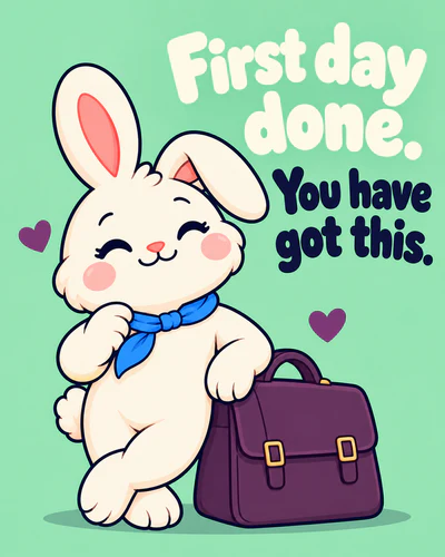 First day done. You have got this.
