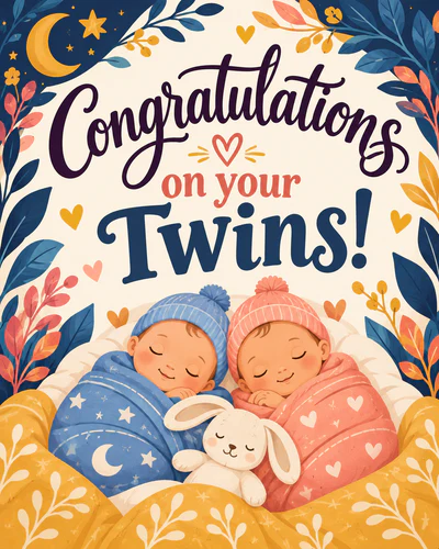 Twins congratulations ecard
