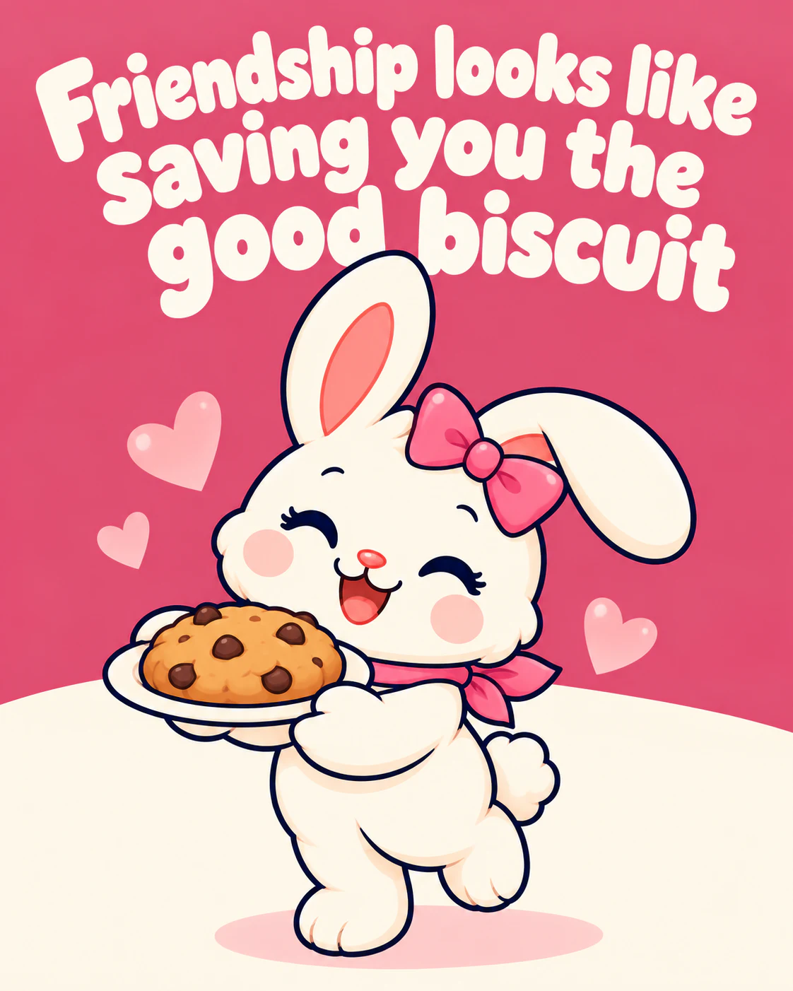 Friendship looks like saving you the good biscuit