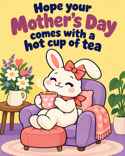 Hope your Mother's Day comes with a hot cup of tea