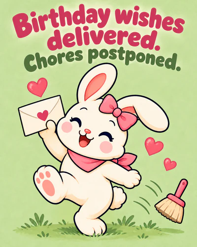 Birthday wishes delivered. Chores postponed.