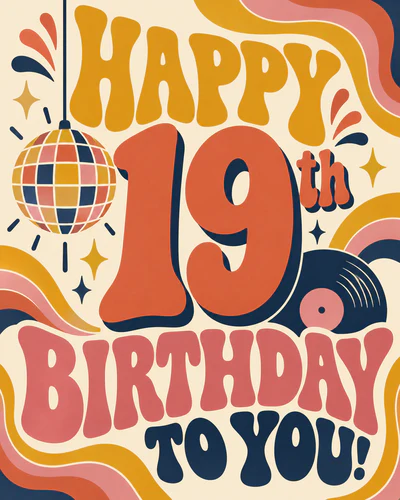 19th birthday ecard