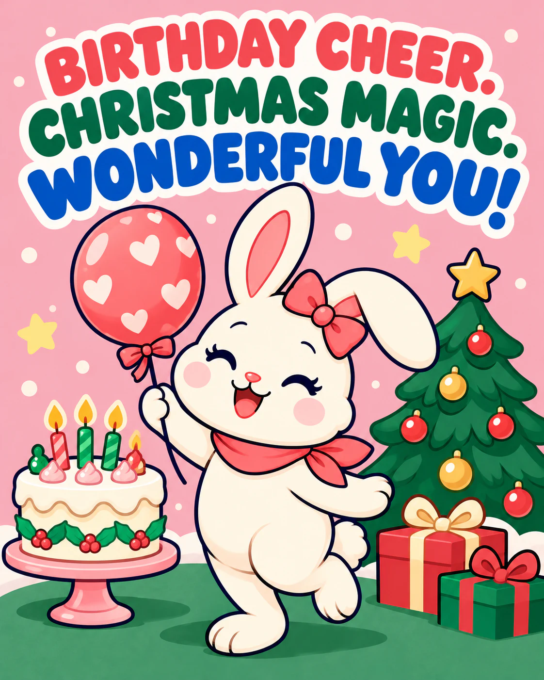 BIRTHDAY CHEER. CHRISTMAS MAGIC. WONDERFUL YOU!