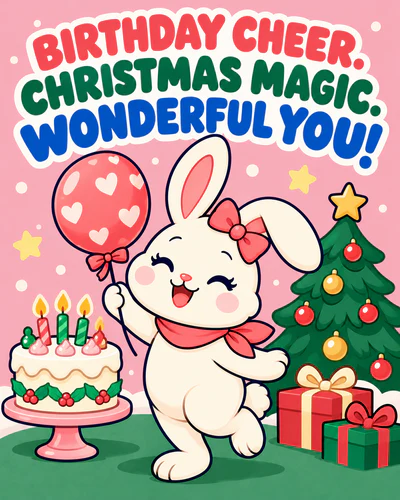 BIRTHDAY CHEER. CHRISTMAS MAGIC. WONDERFUL YOU!