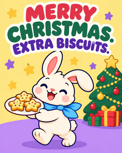 MERRY CHRISTMAS. EXTRA BISCUITS.